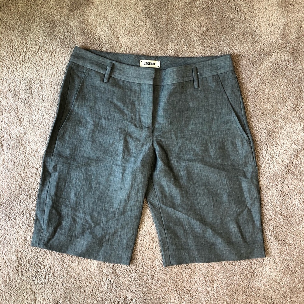 L’Agence Gray/Silver Metallic Shorts